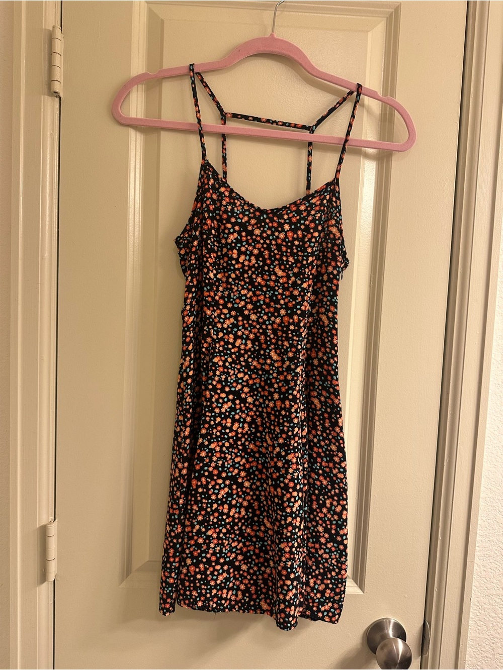 Forever 21 Black Floral Slip Dress with Orange & Pink Flowers - Picture 5 of 5